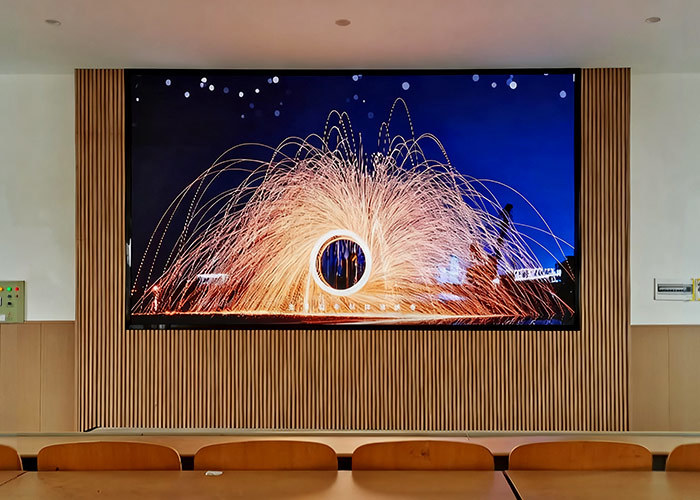 Wood-panelled meeting hall display