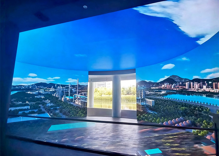 Curved wall and LED floor exhibition space