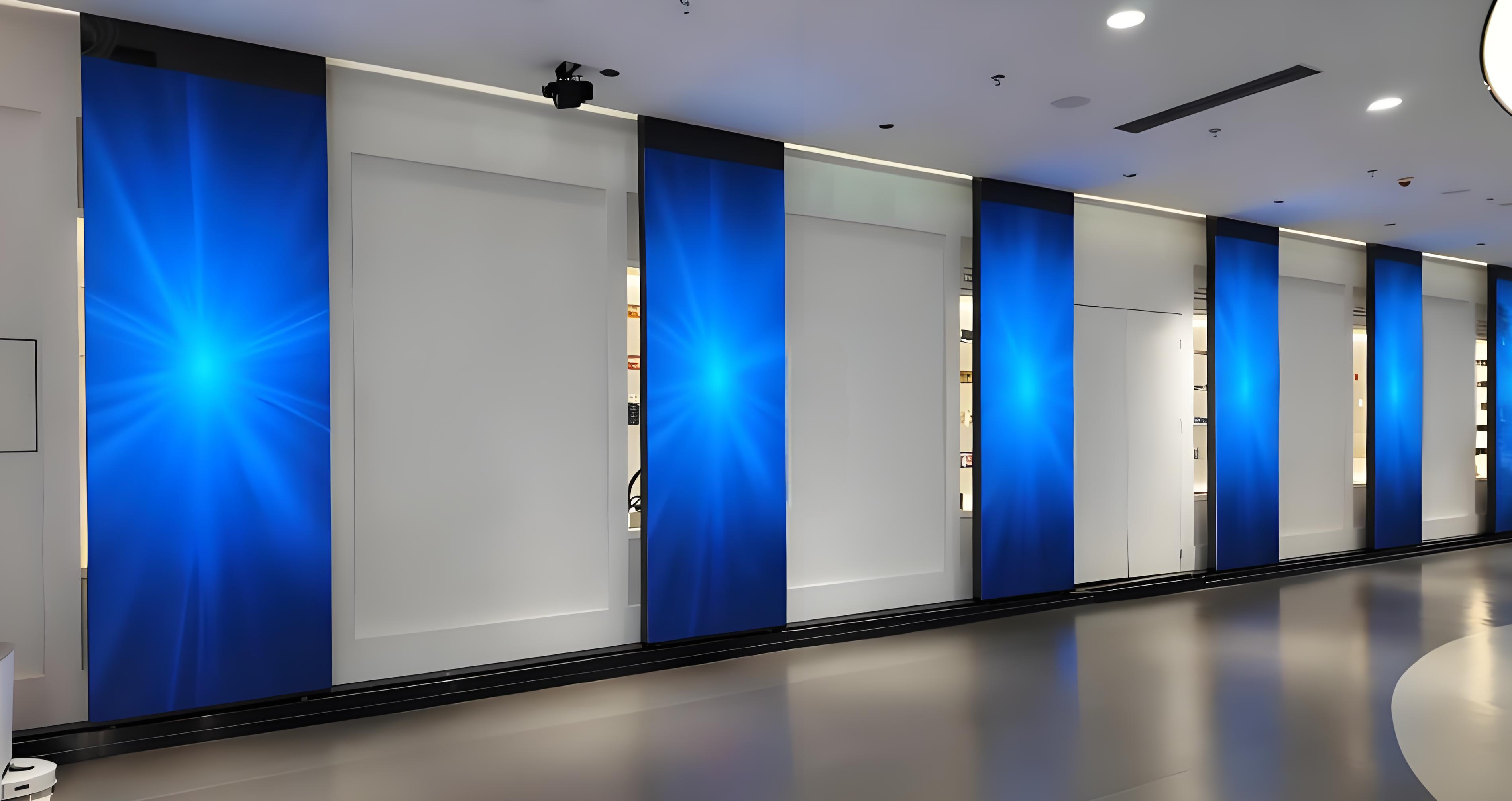 Exhibition track-mounted screen